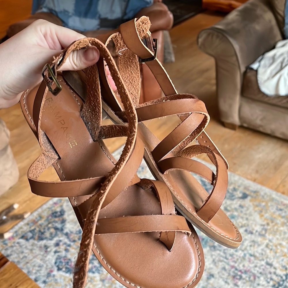 brown sandals with ankle strap